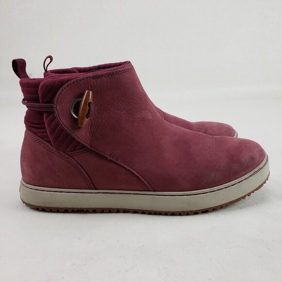 LL Bean Mountainside Toggle Boots Womens 10 Red Nubuck Leather Ankle Pull On - Picture 2 of 13